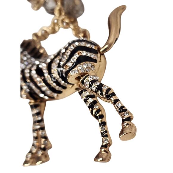 Zebra Sparkly Crystal Rhinestone Keychain Movable Joints - Picture 5 of 5